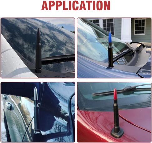 Car Truck Bullet Antenna for Ford F150, American Flag Design Billet Aluminum Replacement Radio Antenna Compatible with Ford F Series Super Duty Raptor Explorer, Black Tip … in Kuwait