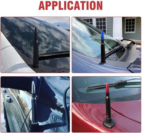Car Truck Bullet Antenna for Ford F150, American Flag Design Billet Aluminum Replacement Radio Antenna Compatible with Ford F Series Super Duty Raptor Explorer, Black Tip … in Kuwait