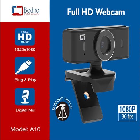 Bodno Full HD 1080p Web Camera with Built-in HD Microphone, Widescreen for Video Calling and Recording in Saudi Arabia