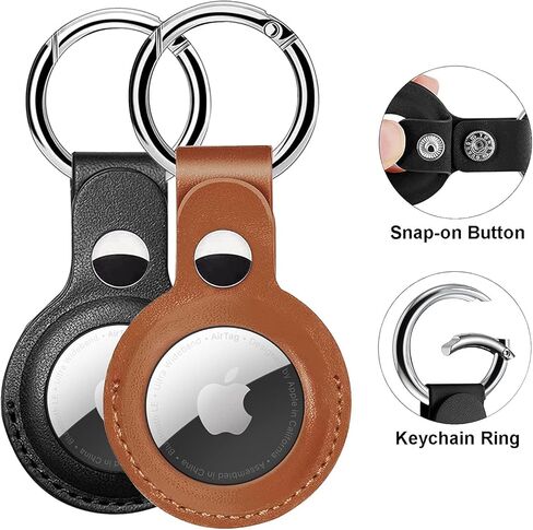 [4 عبوات] حافظات Airtag، حامل بطاقة هوائية، حلقة مفاتيح Airtag، سلسلة مفاتيح Airtag، حامل بطاقة هوائية من جلد البولي يوريثان لبطاقة Apple Airtag، ملحقات بطاقة هوائية واقية، أسود/كحلي/بني/أحمر in Kuwait