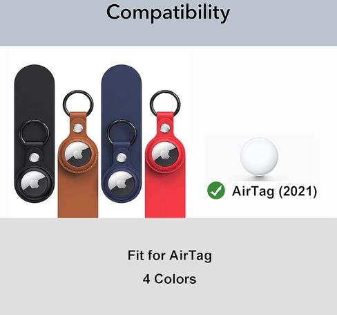 [4 عبوات] حافظات Airtag، حامل بطاقة هوائية، حلقة مفاتيح Airtag، سلسلة مفاتيح Airtag، حامل بطاقة هوائية من جلد البولي يوريثان لبطاقة Apple Airtag، ملحقات بطاقة هوائية واقية، أسود/كحلي/بني/أحمر in Kuwait