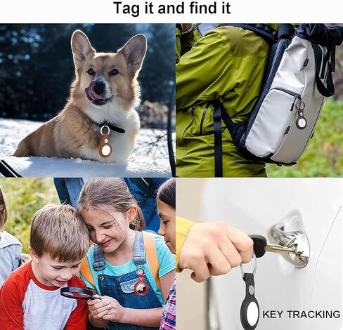 [4 عبوات] حافظات Airtag، حامل بطاقة هوائية، حلقة مفاتيح Airtag، سلسلة مفاتيح Airtag، حامل بطاقة هوائية من جلد البولي يوريثان لبطاقة Apple Airtag، ملحقات بطاقة هوائية واقية، أسود/كحلي/بني/أحمر in Kuwait