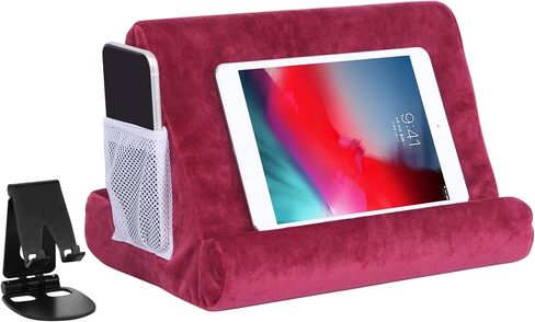 2pcs Multi-Angle Tablet Holder Cushion Stand with Net Pocket & Black Color Phone Stands Upgraded Tablet Pad Support for Phone,Pad,Books (Blue) in Kuwait