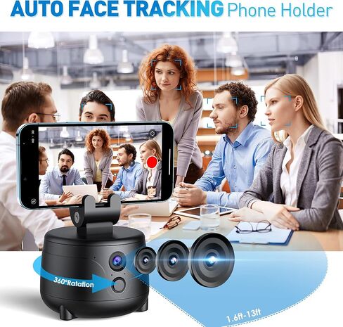 حامل ثلاثي القوائم لتتبع الوجه التلقائي 360 درجة، حامل هاتف تتبع تلقائي وي جارد AI مع تحكم صوتي وتحكم بالايماءات، حامل ثلاثي القوائم لتتبع تلقائي للايفون، مثبت الجوال لتسجيل الفيديو، بدون تطبيق in Kuwait