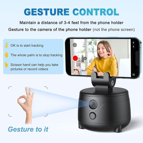 حامل ثلاثي القوائم لتتبع الوجه التلقائي 360 درجة، حامل هاتف تتبع تلقائي وي جارد AI مع تحكم صوتي وتحكم بالايماءات، حامل ثلاثي القوائم لتتبع تلقائي للايفون، مثبت الجوال لتسجيل الفيديو، بدون تطبيق in Kuwait