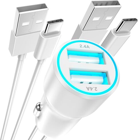[معتمد من Apple MFi] شاحن سيارة iPhone 15، محول شاحن سيارة USB مزدوج المنفذ 4.8A شحن سريع مع 2 كابل USB إلى USB C متوافق مع iPhone 15/15 Plus/15 Pro/15 Pro Max، iPad Pro/Air/Mini in Kuwait