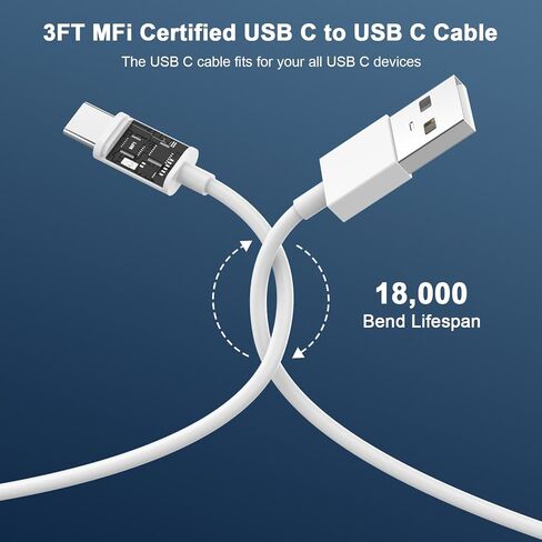 [معتمد من Apple MFi] شاحن سيارة iPhone 15، محول شاحن سيارة USB مزدوج المنفذ 4.8A شحن سريع مع 2 كابل USB إلى USB C متوافق مع iPhone 15/15 Plus/15 Pro/15 Pro Max، iPad Pro/Air/Mini in Kuwait