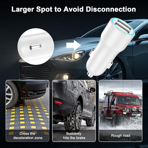 [معتمد من Apple MFi] شاحن سيارة iPhone 15، محول شاحن سيارة USB مزدوج المنفذ 4.8A شحن سريع مع 2 كابل USB إلى USB C متوافق مع iPhone 15/15 Plus/15 Pro/15 Pro Max، iPad Pro/Air/Mini in Kuwait