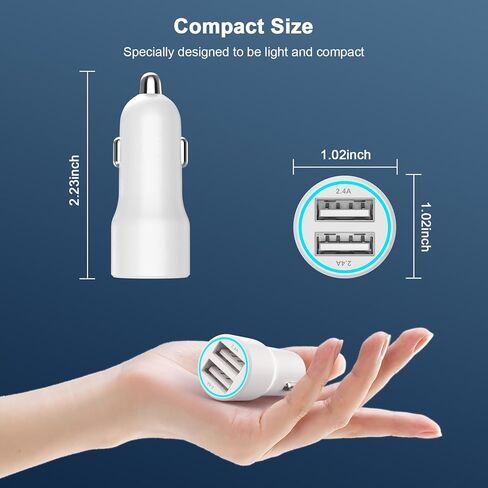 [معتمد من Apple MFi] شاحن سيارة iPhone 15، محول شاحن سيارة USB مزدوج المنفذ 4.8A شحن سريع مع 2 كابل USB إلى USB C متوافق مع iPhone 15/15 Plus/15 Pro/15 Pro Max، iPad Pro/Air/Mini in Kuwait