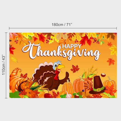 Thanksgiving Decorations Happy Thanksgiving Banner Backdrop Fall Pumpkin Turkey Autumn Maple Leaves Photography Background Harvest Party Supplies Table Banner Photo Booth Props in Kuwait