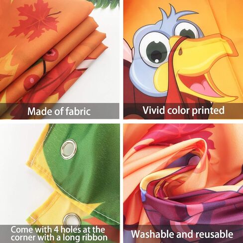 Thanksgiving Decorations Happy Thanksgiving Banner Backdrop Fall Pumpkin Turkey Autumn Maple Leaves Photography Background Harvest Party Supplies Table Banner Photo Booth Props in Kuwait