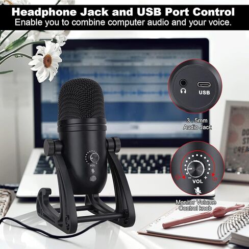 MSIZOY USB مكثف ميكروفون قلبي PC التوصيل والتشغيل ميكروفون مع قاعدة حامل قابلة للتعديل للبث والبث والتسجيل والألعاب متوافق مع الكمبيوتر المحمول سطح المكتب ويندوز الكمبيوتر التحكم في مستوى الصوت هيئة التصنيع العسكري in Kuwait