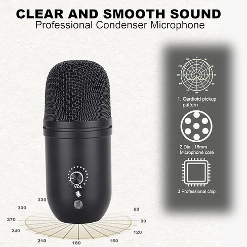 MSIZOY USB مكثف ميكروفون قلبي PC التوصيل والتشغيل ميكروفون مع قاعدة حامل قابلة للتعديل للبث والبث والتسجيل والألعاب متوافق مع الكمبيوتر المحمول سطح المكتب ويندوز الكمبيوتر التحكم في مستوى الصوت هيئة التصنيع العسكري in Kuwait