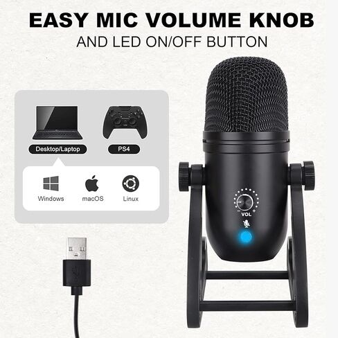 MSIZOY USB مكثف ميكروفون قلبي PC التوصيل والتشغيل ميكروفون مع قاعدة حامل قابلة للتعديل للبث والبث والتسجيل والألعاب متوافق مع الكمبيوتر المحمول سطح المكتب ويندوز الكمبيوتر التحكم في مستوى الصوت هيئة التصنيع العسكري in Kuwait