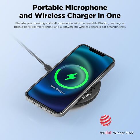 BOYA Blobby USB Conference Microphone,Desktop Computer Microphone with Wireless Charger, Omnidirectional Condenser PC Mic for Video Conference Online Class Skype Chatting Zoom Recording(Windows/MacOS) in Kuwait