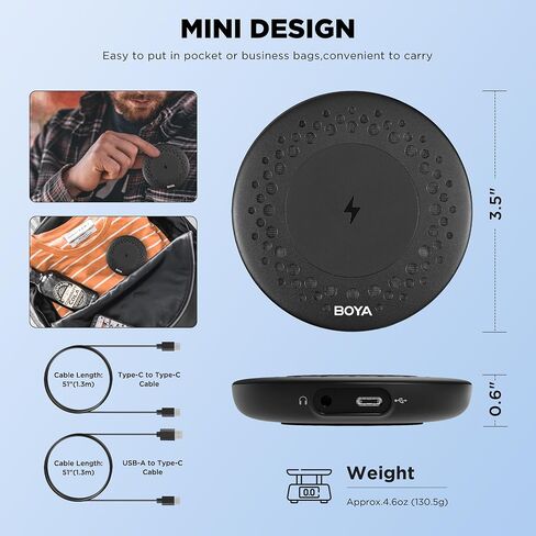 BOYA Blobby USB Conference Microphone,Desktop Computer Microphone with Wireless Charger, Omnidirectional Condenser PC Mic for Video Conference Online Class Skype Chatting Zoom Recording(Windows/MacOS) in Kuwait