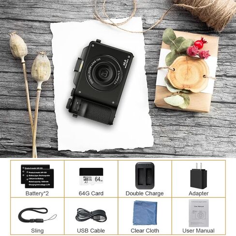 كاميرا تسجيل فيديو 4K 48MP كاميرا رقمية ضبط تلقائي للصورة للتصوير الفوتوغرافي مع تقريب رقمي 18X كاميرا نقطة وتصوير مع بطاقة TF سعة 64 جيجابايت وكاميرا رقمية 4K بطاريتين وشاحن in Kuwait