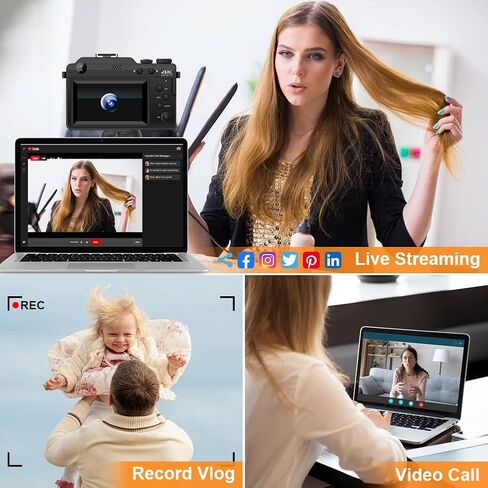 كاميرا تسجيل فيديو 4K 48MP كاميرا رقمية ضبط تلقائي للصورة للتصوير الفوتوغرافي مع تقريب رقمي 18X كاميرا نقطة وتصوير مع بطاقة TF سعة 64 جيجابايت وكاميرا رقمية 4K بطاريتين وشاحن in Kuwait