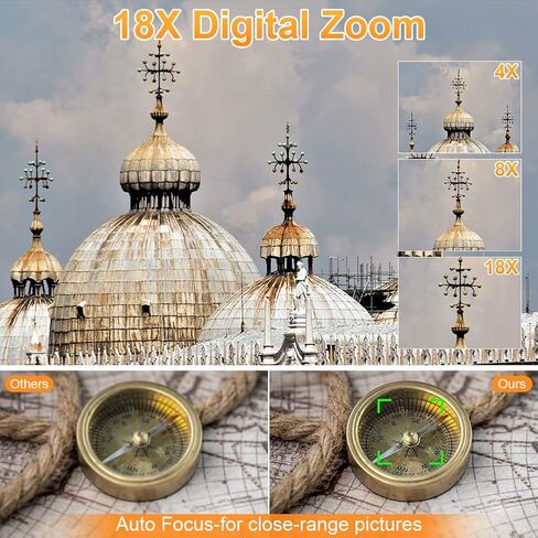 كاميرا تسجيل فيديو 4K 48MP كاميرا رقمية ضبط تلقائي للصورة للتصوير الفوتوغرافي مع تقريب رقمي 18X كاميرا نقطة وتصوير مع بطاقة TF سعة 64 جيجابايت وكاميرا رقمية 4K بطاريتين وشاحن in Kuwait