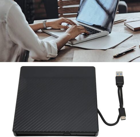 Sanpyl External CD DVD Drive, 5Gbps Portable Optical Drive USB C Burner, USB3.0 USB2.0 ROM Rewriter Writer Duplicator, for Win xp, for Win 2003,for Win7, for Win 8, for Win 10, for Vista, in Saudi Arabia