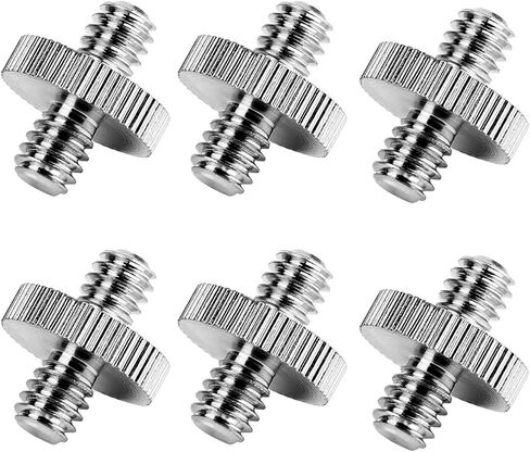 6 Pack International Standard 1/4"-20 Male to 1/4"-20 Male Threaded Tripod Screw Adapter Standard Tripod Mounting Thread Camera Screw Adapter Converter,Precision Made in Saudi Arabia
