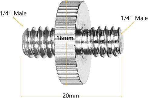 6 Pack International Standard 1/4"-20 Male to 1/4"-20 Male Threaded Tripod Screw Adapter Standard Tripod Mounting Thread Camera Screw Adapter Converter,Precision Made in Saudi Arabia