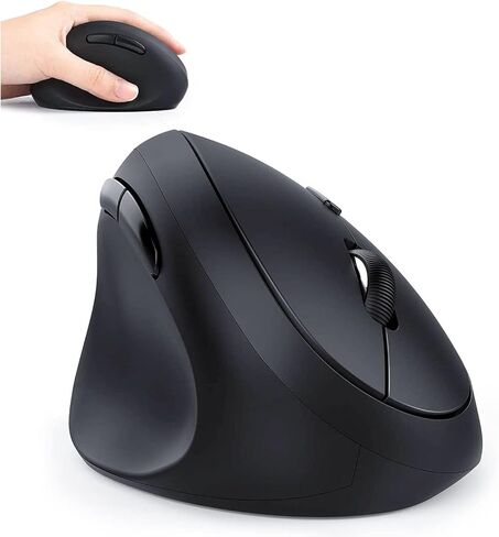 Left-Handed Mouse, 2.4GHz Wireless Left Hand Ergonomic Vertical Mouse with USB Receiver and 3 Adjustable DPI, Compatible for Windows 7/8 / 10, XP, Vista - Black in Kuwait