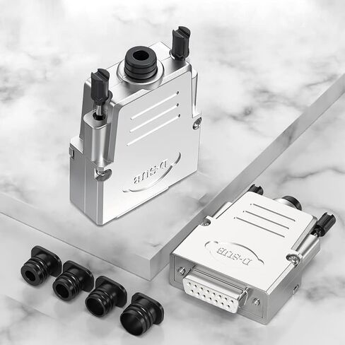 Jienk 2Pcs 17mm Metal Case Solderless DB15 Male Breakout Board Connector, RS232 D-SUB Serial to 15pin Port Terminal Block Thinner Solder-Free Adapter in Saudi Arabia