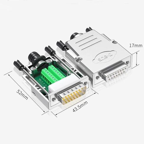 Jienk 2Pcs 17mm Metal Case Solderless DB15 Male Breakout Board Connector, RS232 D-SUB Serial to 15pin Port Terminal Block Thinner Solder-Free Adapter in Saudi Arabia
