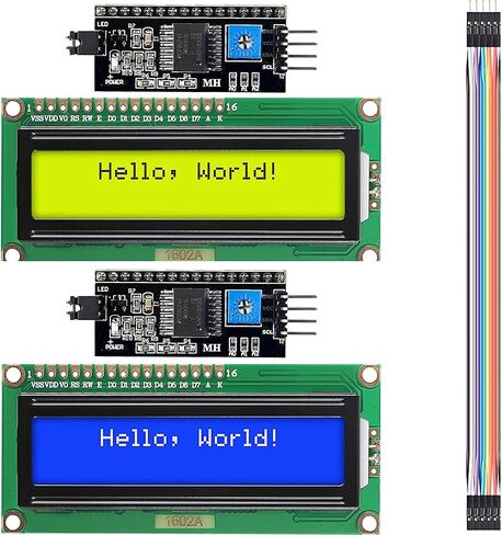 DKARDU 2 قطعة IIC/ I2C/ TWI LCD محول الواجهة التسلسلية وحدة لوحة الواجهة التسلسلية + وحدة عرض LCD LCD1602 أصفر أزرق مع خط دوبونت لاردوينو in Saudi Arabia