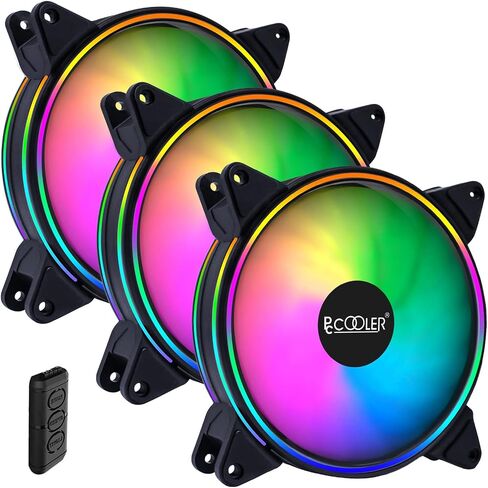 PCCOOLER 120mm Case Fan 3 Pack Dual Light Loop Series, Premium RGB PWM Fan with Controller, Advanced Customization with 7 Colors & 10 Lighting Modes, High Performance Computer Cooling Fan for PC Case in Saudi Arabia