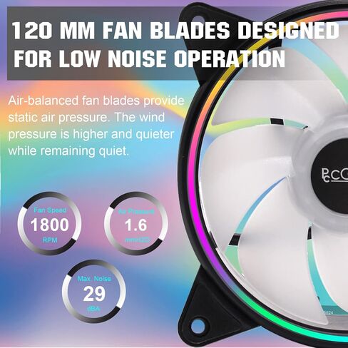 PCCOOLER 120mm Case Fan 3 Pack Dual Light Loop Series, Premium RGB PWM Fan with Controller, Advanced Customization with 7 Colors & 10 Lighting Modes, High Performance Computer Cooling Fan for PC Case in Saudi Arabia