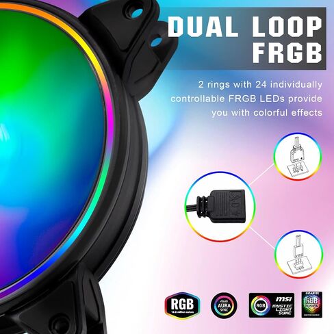 PCCOOLER 120mm Case Fan 3 Pack Dual Light Loop Series, Premium RGB PWM Fan with Controller, Advanced Customization with 7 Colors & 10 Lighting Modes, High Performance Computer Cooling Fan for PC Case in Saudi Arabia