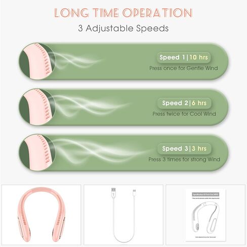 مروحة الرقبة المحمولة من MATEPROX، مروحة تبريد بدون شفرات تعمل ببطارية 4000 مللي أمبير في الساعة، 2023 مراوح شخصية جديدة يمكن ارتداؤها بدون استخدام اليدين مع 3 سرعات تويست 360 درجة وقابلة لإعادة الشحن عبر USB للأماكن الداخلية والخارجية والرياضة - وردي in Kuwait