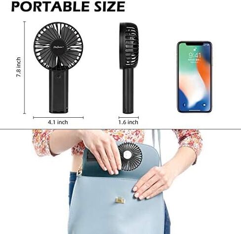 مروحة SkyGenius المحمولة المحمولة، بطارية قابلة لإعادة الشحن بقدرة 4000 مللي أمبير في الساعة/مروحة تبريد صغيرة تعمل عبر USB للمنزل والمكتب والسفر باللون الأسود in Kuwait