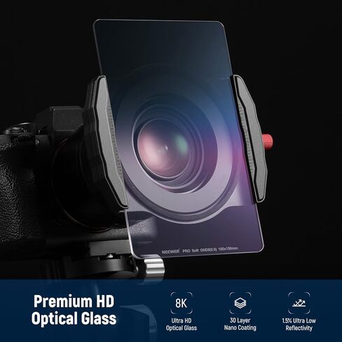 نيوير فلتر مربع ان دي 8 متدرج ناعم، فلتر SGND8 100 × 150 ملم (3 توقفات) رفيع 2 ملم مع زجاج بصري عالي الدقة متعدد الطبقات للمناظر الطبيعية/التصوير الطويل in Kuwait