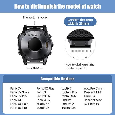 سوار نايلون ABELTA متوافق مع Fenix ​​7X Fenix ​​6X Fenix ​​5X، سوار ساعة فيلكرو نايلون 26 مم لـ Fenix ​​7X Pro، Fenix ​​6X Pro، Fenix ​​5X Plus، Fenix ​​3 HR، Fenix ​​3، Descent Mk1/2، Enduro، quatix in Kuwait