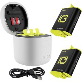 TELESIN 2-Pack Batteries and Allin Box USB Charger for GoPro Hero 10 Hero 9 Black, with USB 3.0 SD Card Reader Function Waterproof Storage Carry Case Battery Charger Kit for Go Pro 10 9