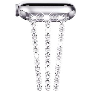 NewWays متوافق مع Apple Watch Band Series 8 Series 7 41mm 40mm SE Series 6 5 4 3 38mm، سوار من الألماس اللامع لساعة iWatch Band النسائية (فضي لامع) in Kuwait