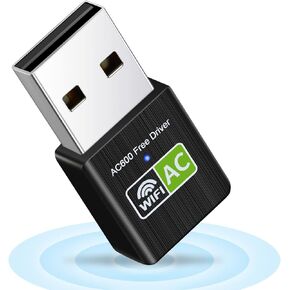USB WiFi Adapter, 600Mbps Wireless WiFi Network Adapters for PC, Dual Band External WiFi Adapter (433 Mbps/5 GHz, 200 Mbps/2.4 GHz) 802.11ac, for Windows 10/8/7/XP/Linux/Mac, Plug and Plug in Kuwait