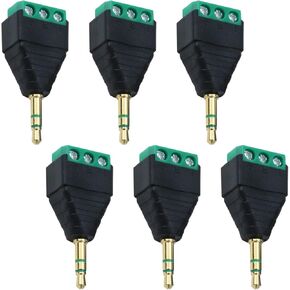 Antrader 6pcs 3.5mm Stereo Male to AV 3-Screw Terminal Block Headphone Balum Connector in Kuwait