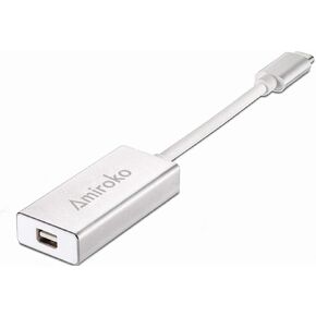 USB-C to Mini DisplayPort Adapter, USB 3.1 Type C (Thunderbolt 3) to Mini DP Adapter 4K Compatible with Lenovo T470, MacBook Pro to LED Cinema Display/Dell Monitor, etc - Silver in Saudi Arabia