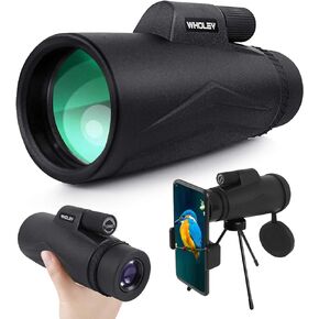 WHOLEV تلسكوب أحادي العين، تلسكوب أحادي العين HD 12x50 مع حامل للهاتف الذكي، حامل ثلاثي القوائم BAK4 بريزم وFMC لمشاهدة الطيور، والصيد، والمشي لمسافات طويلة، ومشاهدة المعالم السياحية، والتخييم في ألعاب الكرة in Kuwait