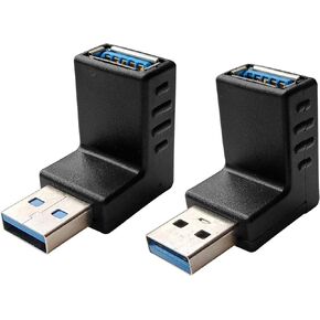Posdou USB 3.0 ذكر إلى أنثى محول تمديد الزاوية اليمنى 90 درجة، موصل USB لليسار واليمين