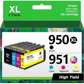 Acaves 950XL 951XL Combo Pack High Yield Replacment for HP 950 951 Ink Cartridges Work with HP OfficeJet Pro 8100 8110 8600 8610 8615 8616 8620 8625 8630 8640 8660 Printers, 4 Pack, XX-Large in Kuwait