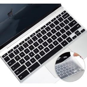 2 Pack Keyboard Cover for HP 14 2-in-1 Touchscreen Chromebook, HP Chromebook x360 14-DB CA AK 14A-NA/ 14B-CA Series, HP Chromebook 11 14 G7 EE/G6 EE G2 G3 G4 G5 Skin Accessories, Black+Clear