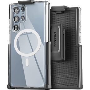 Encased Magnetic Belt Case Set Designed for Samsung Galaxy S23 Ultra with Holster Clip - Compatible with MagSafe (Clear) (S23 Ultra 6.8-inch 2023)