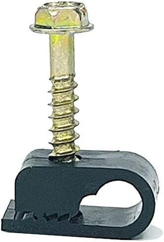 Stanz (TM) Flex Single Coaxial Cable Clips, Cat6, Electrical Wire Cable Clip, 1/4 in (6 mm) Screw Clip and Fastener, Black (100 Pieces per Bag) in Kuwait