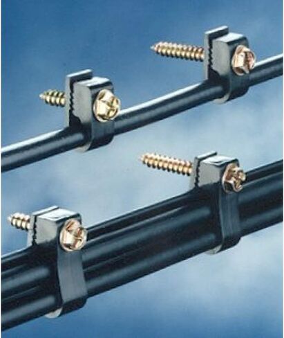 Stanz (TM) Flex Single Coaxial Cable Clips, Cat6, Electrical Wire Cable Clip, 1/4 in (6 mm) Screw Clip and Fastener, Black (100 Pieces per Bag) in Kuwait