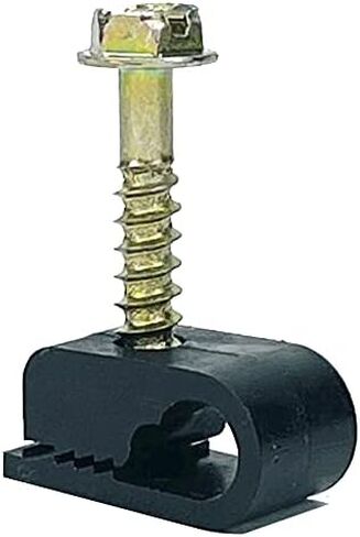 Stanz (TM) Flex Single Coaxial Cable Clips, Cat6, Electrical Wire Cable Clip, 1/4 in (6 mm) Screw Clip and Fastener, Black (100 Pieces per Bag) in Kuwait